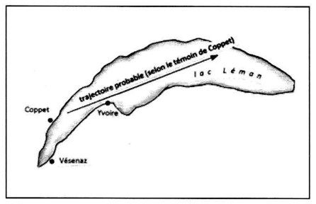 lac Léman traversé par la trajectoire