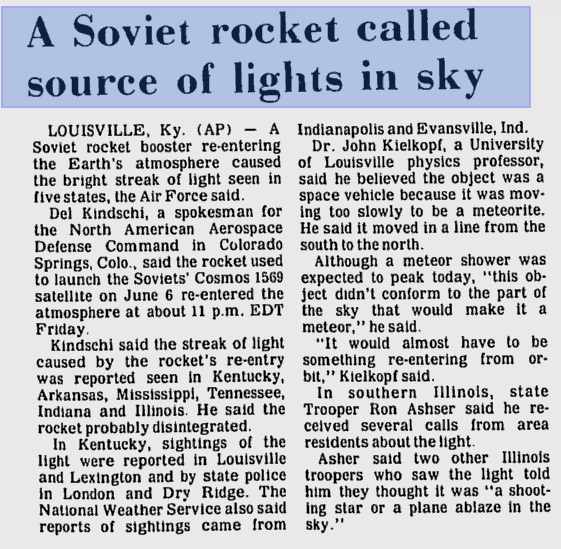 A Soviet rocket called source of lights in sky