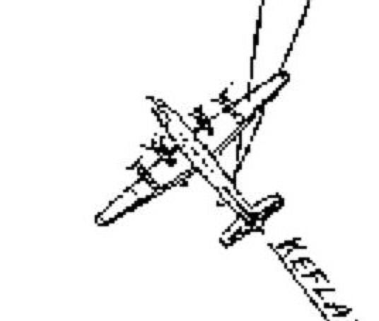 Dessin de l'avion avec la position de Jones à l'arrière de l'avion et la direcgion d'observation